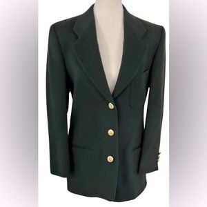 Pietrafesa Camel Hair Dark Green Blazer Gold Buttons Designer Studio 121 size 4